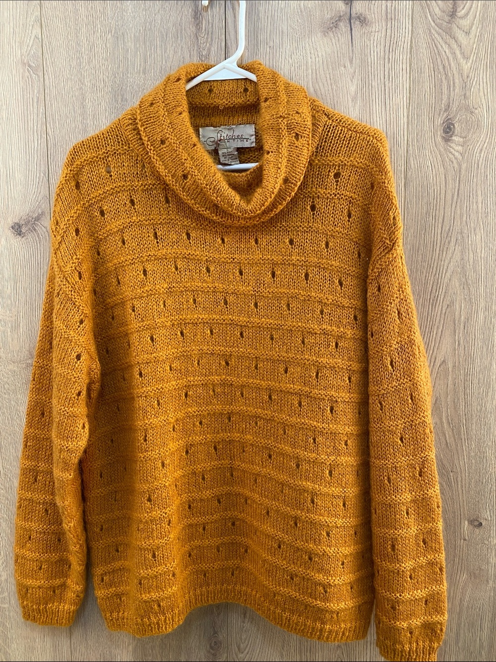 Cozy Cowl Neck Sweater in Mustard by Stitches Size L.